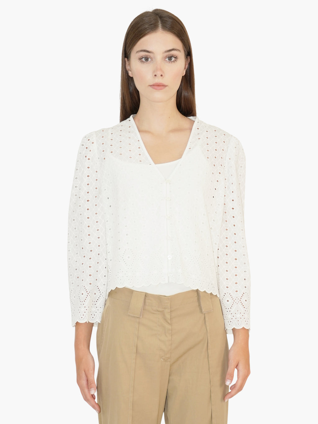Embroidered Eyelet Top