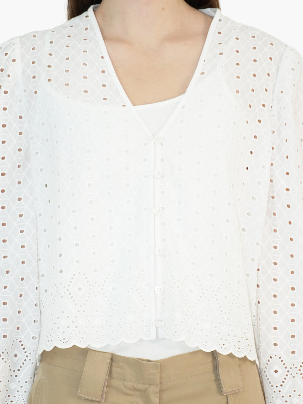 Embroidered Eyelet Top