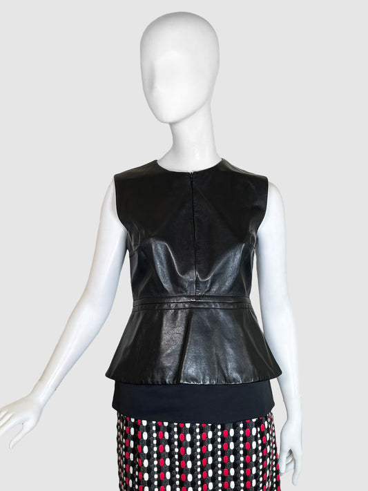 Diane von Furstenberg Sleeveless Leather Top with Zip - Size 6
