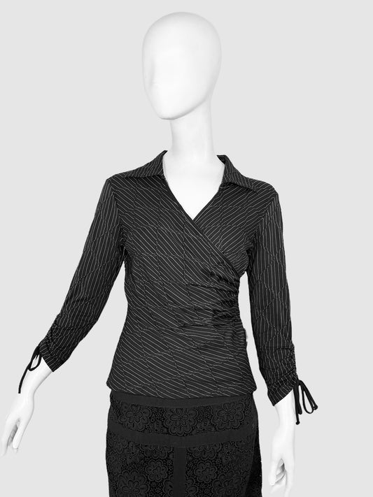 Pinstripe Ruched Top - Size 2