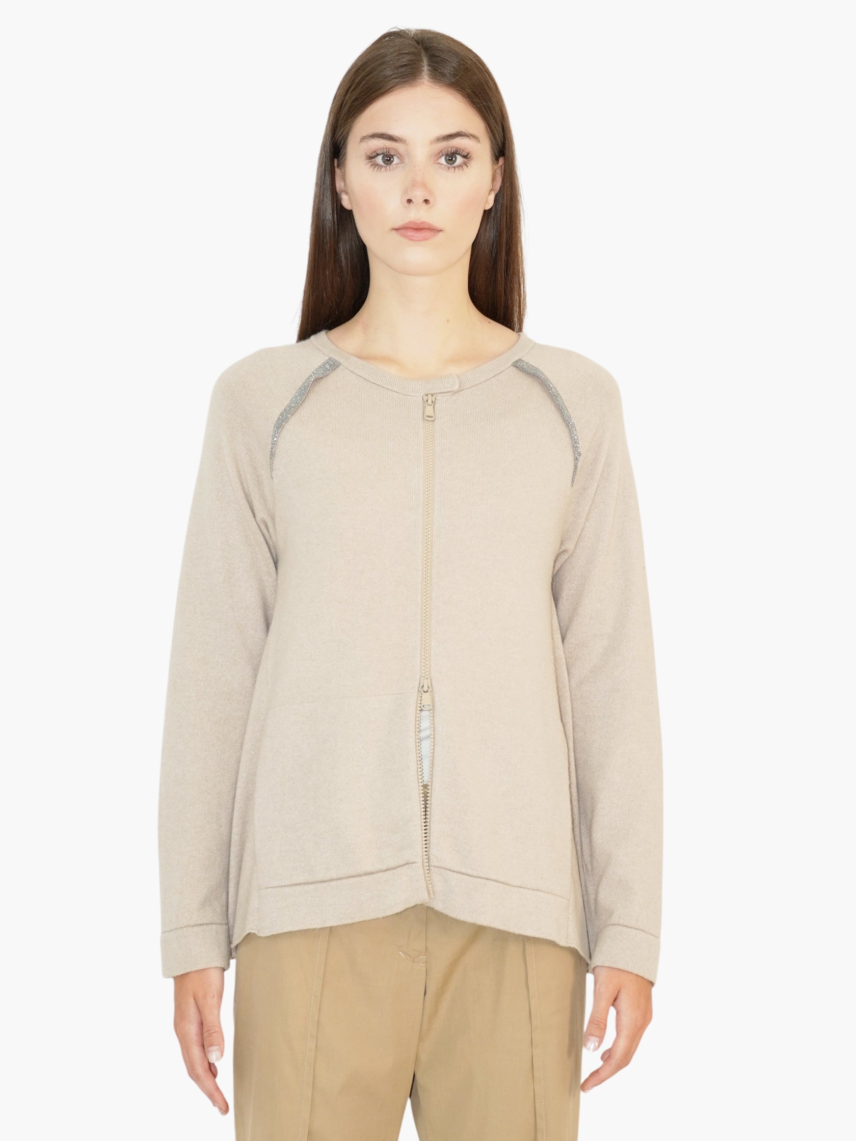 Cashmere Zip-Up Sweater