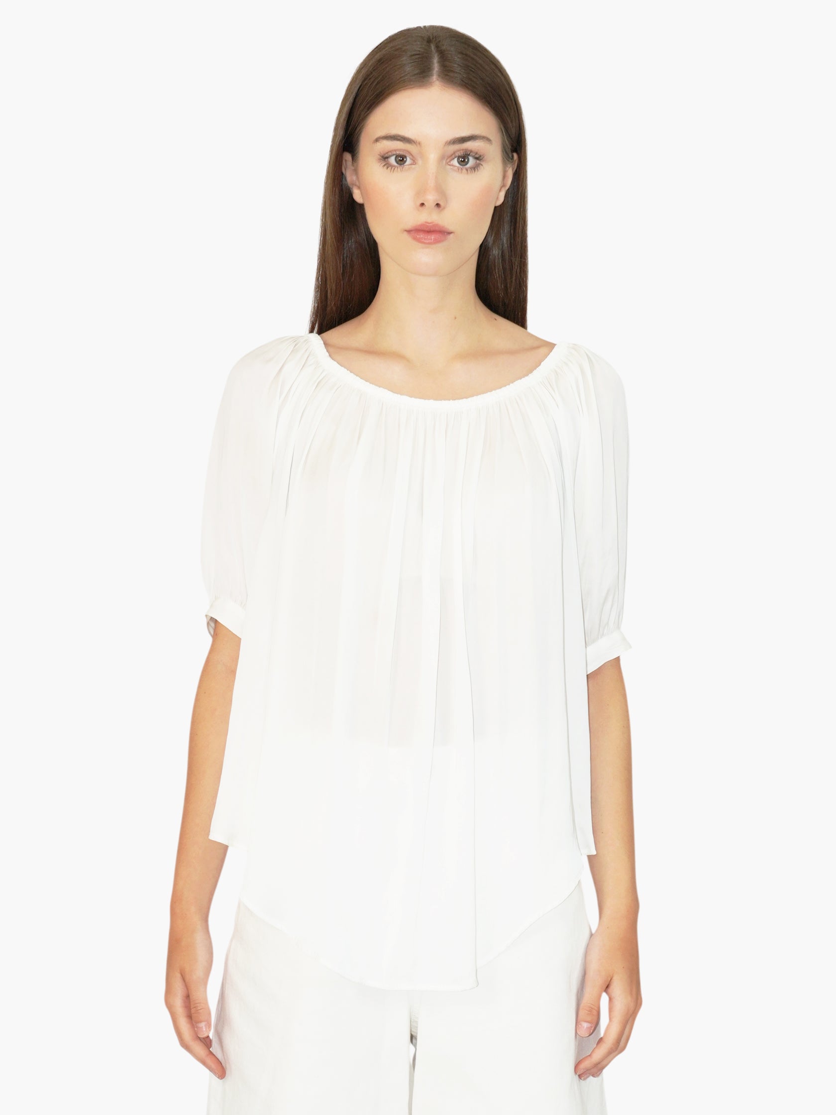 Ruched Bubble Sleeve Top