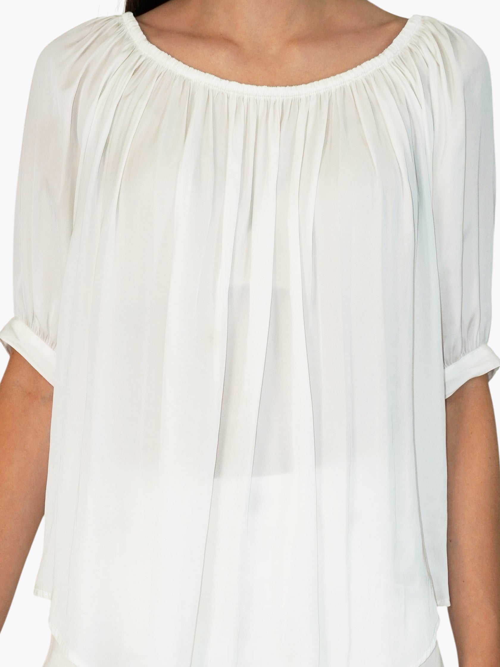 Ruched Bubble Sleeve Top