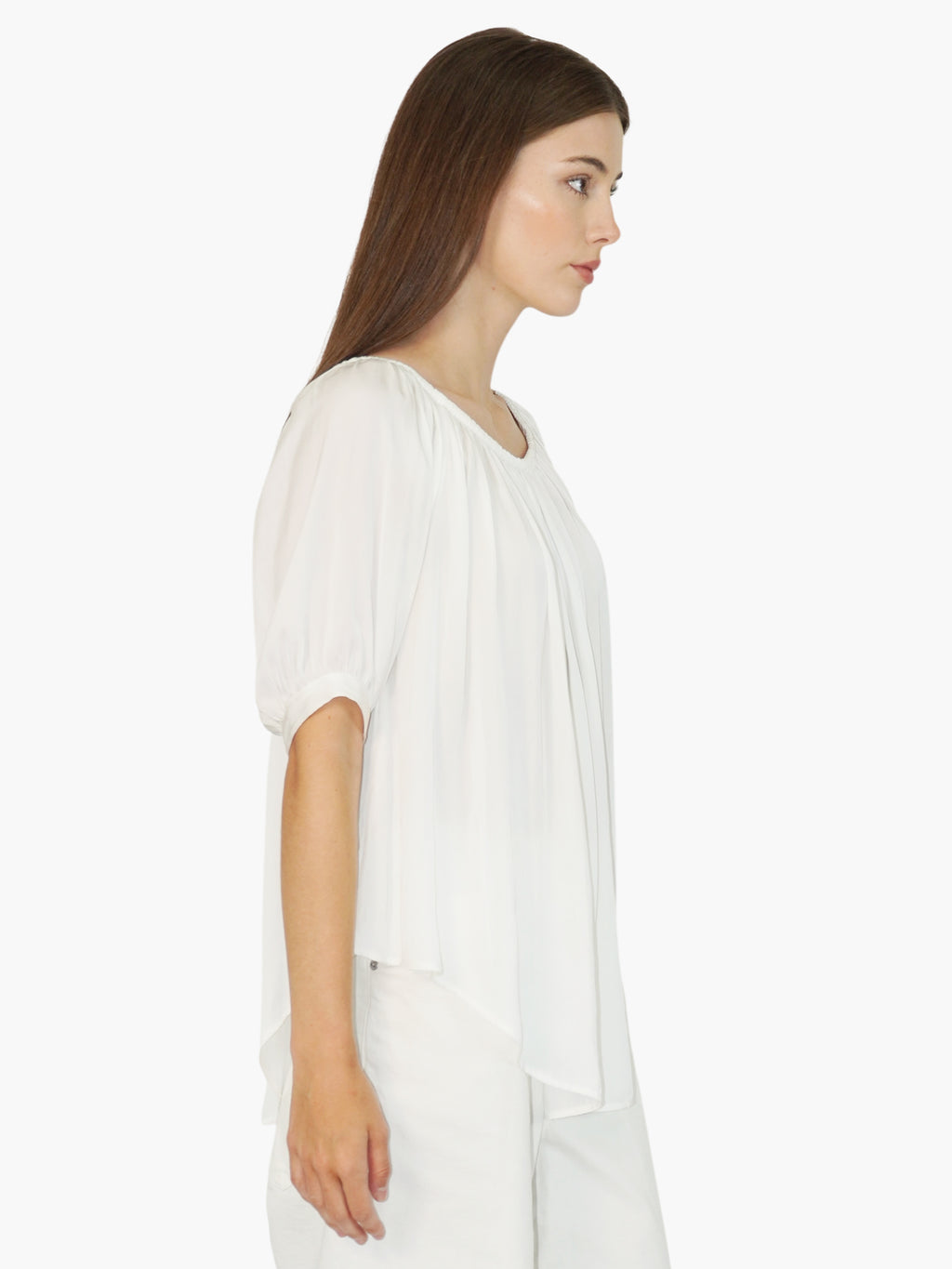 Ruched Bubble Sleeve Top