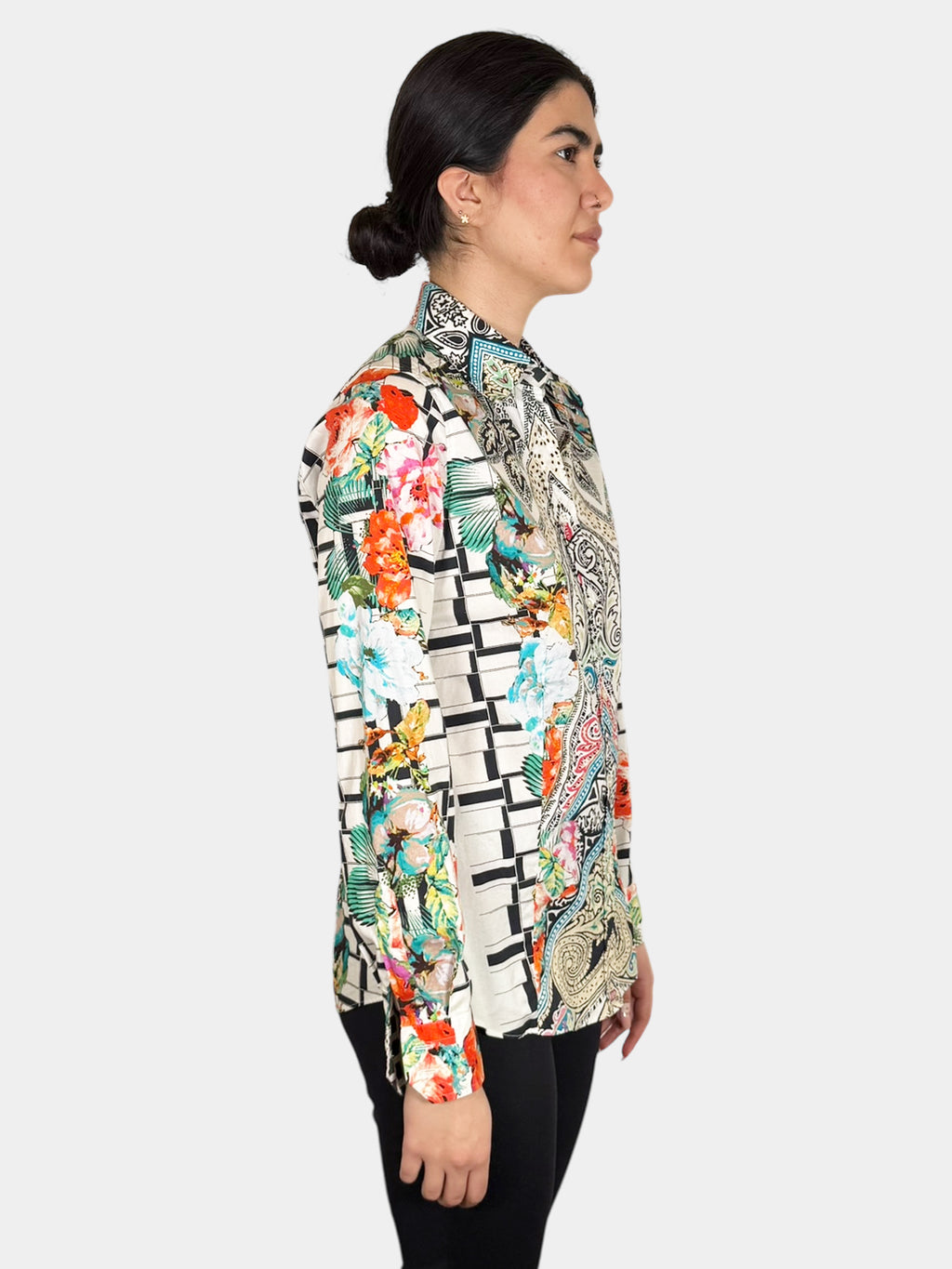 Paisley Print Button-Up Top - Size 44