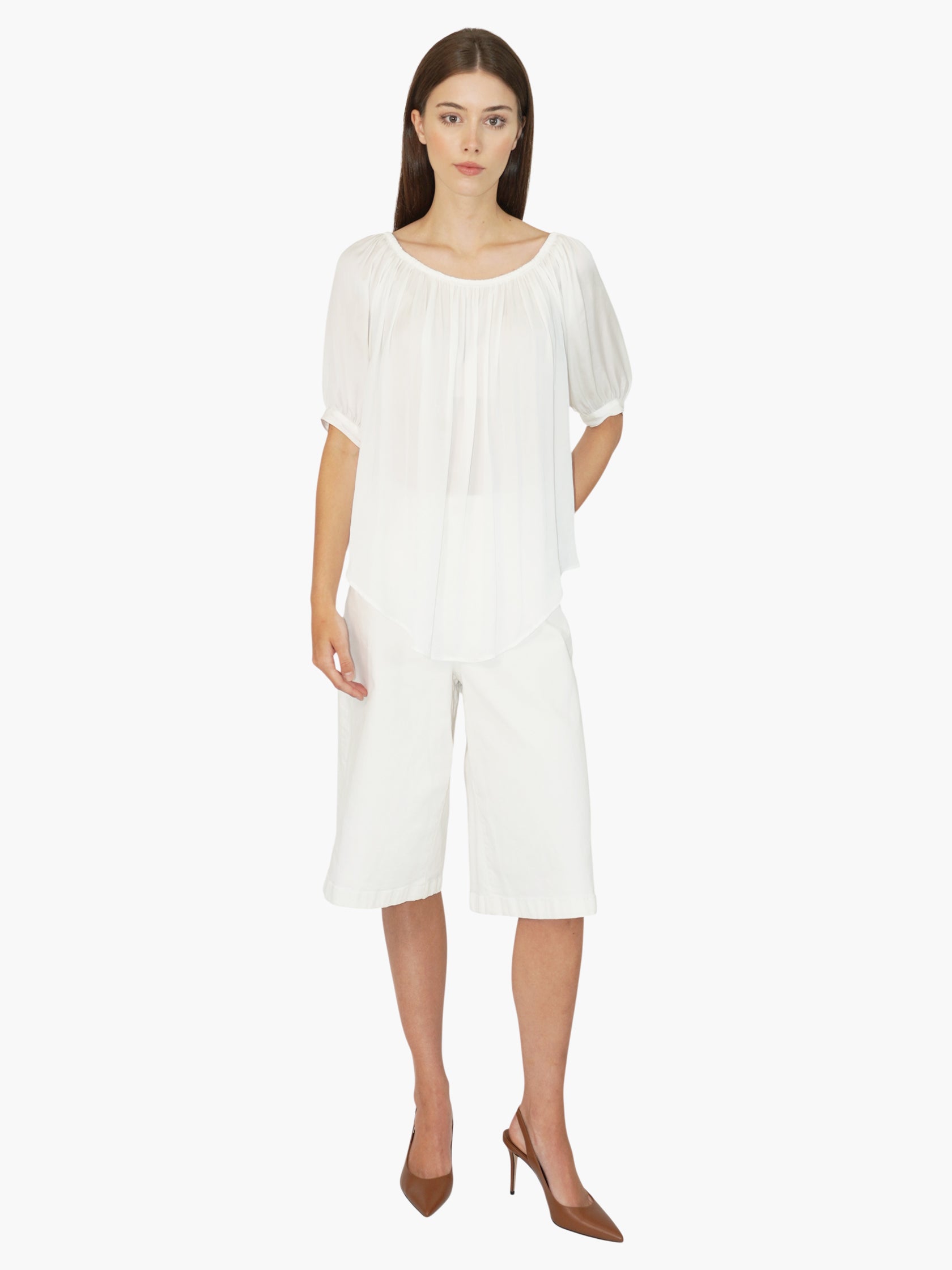 Ruched Bubble Sleeve Top