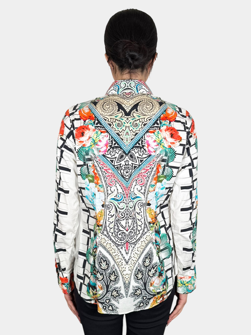 Paisley Print Button-Up Top - Size 44