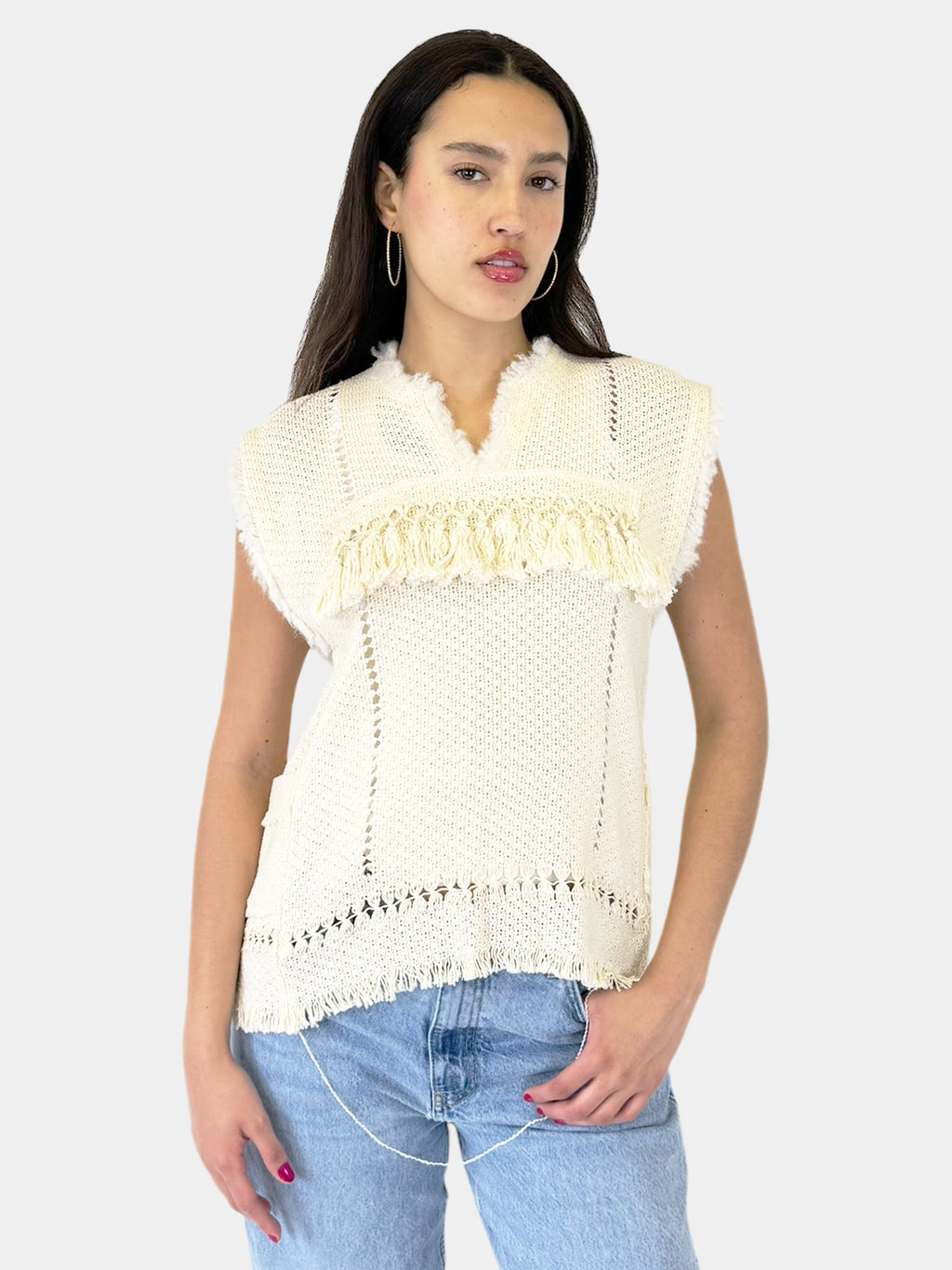 2015 Tracey Fringe Knit Vest - Size 36