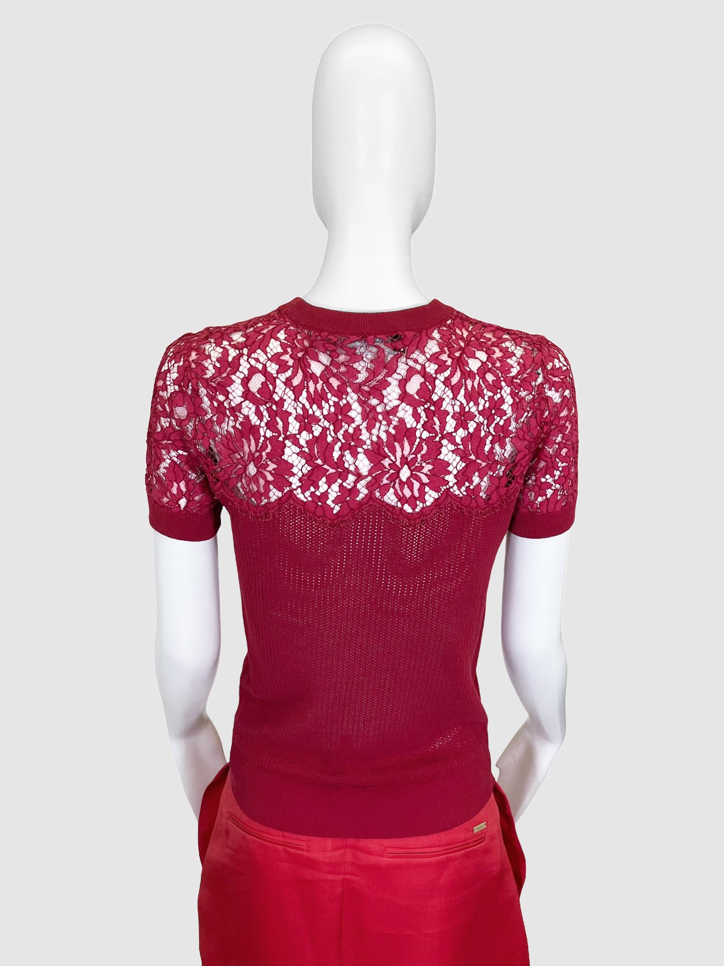 Dolce & Gabbana Knit Stretchy Tee with Lace - Size 38