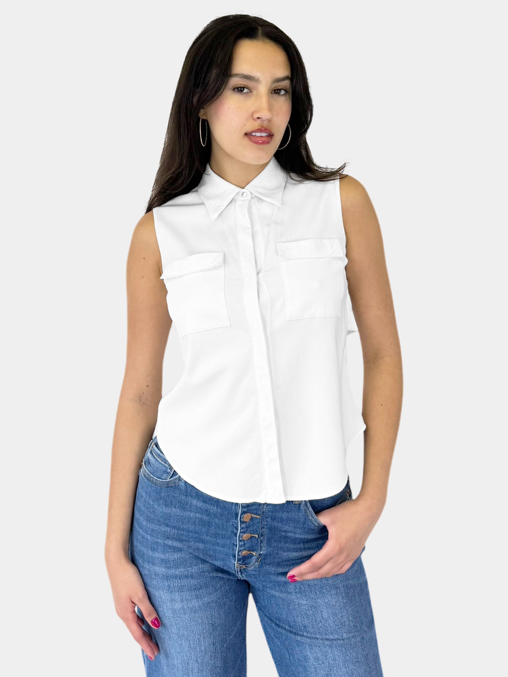 Sleeveless Button-Up Top - Size 2