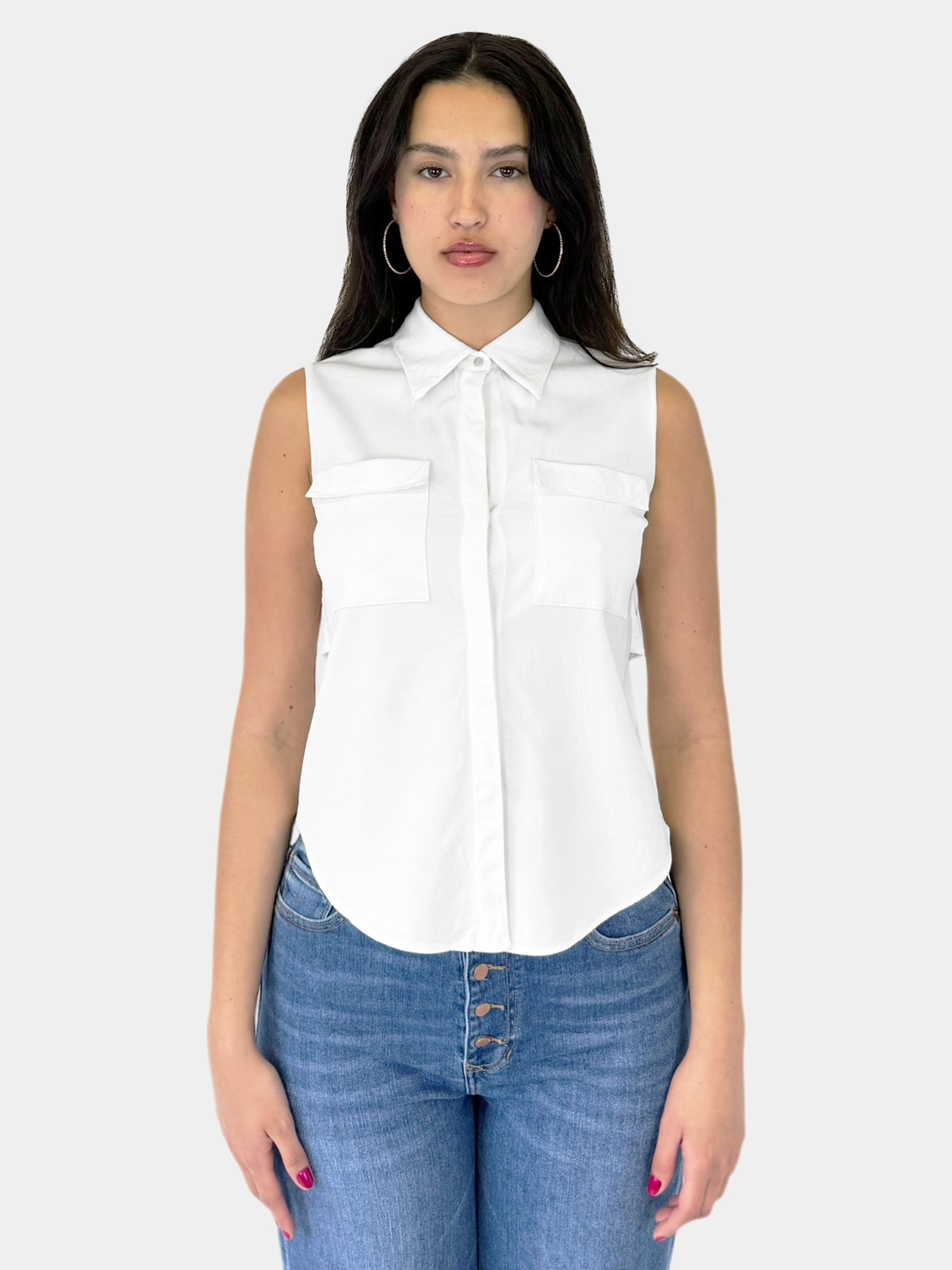 Sleeveless Button-Up Top - Size 2