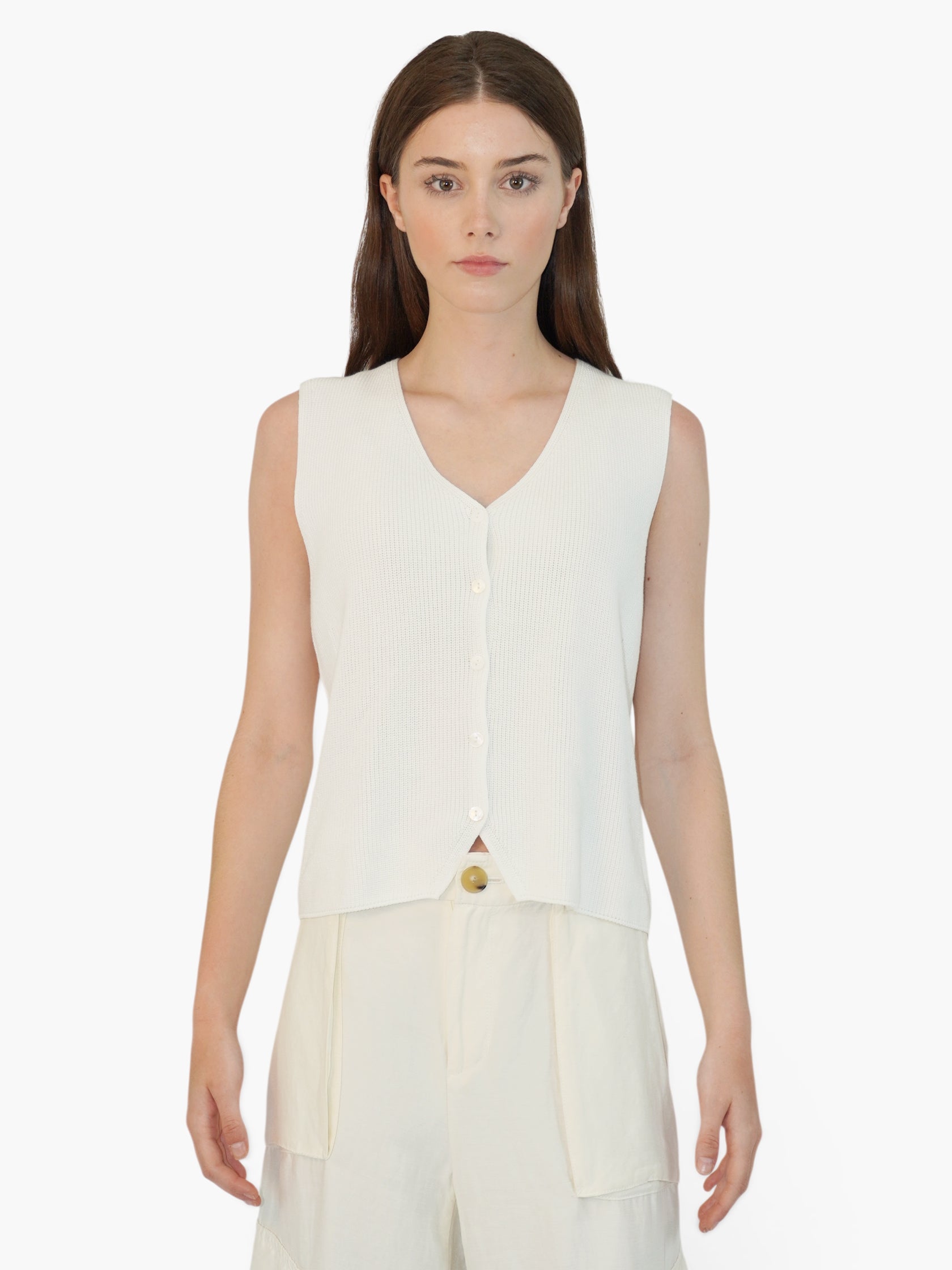 Ribbed Button-Up Top