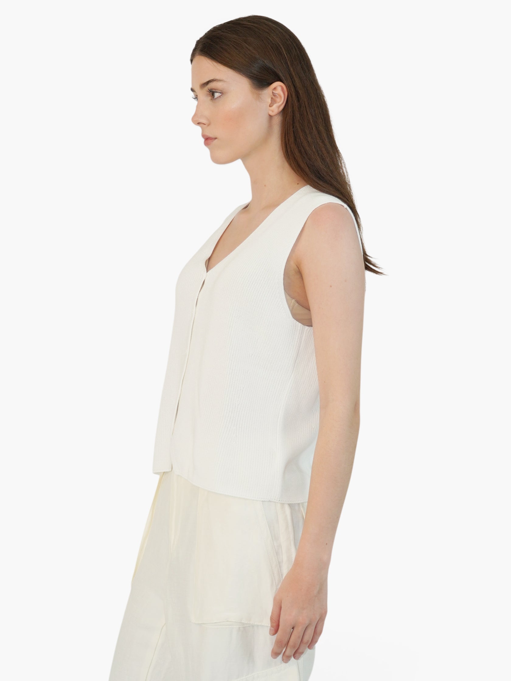 Ribbed Button-Up Top