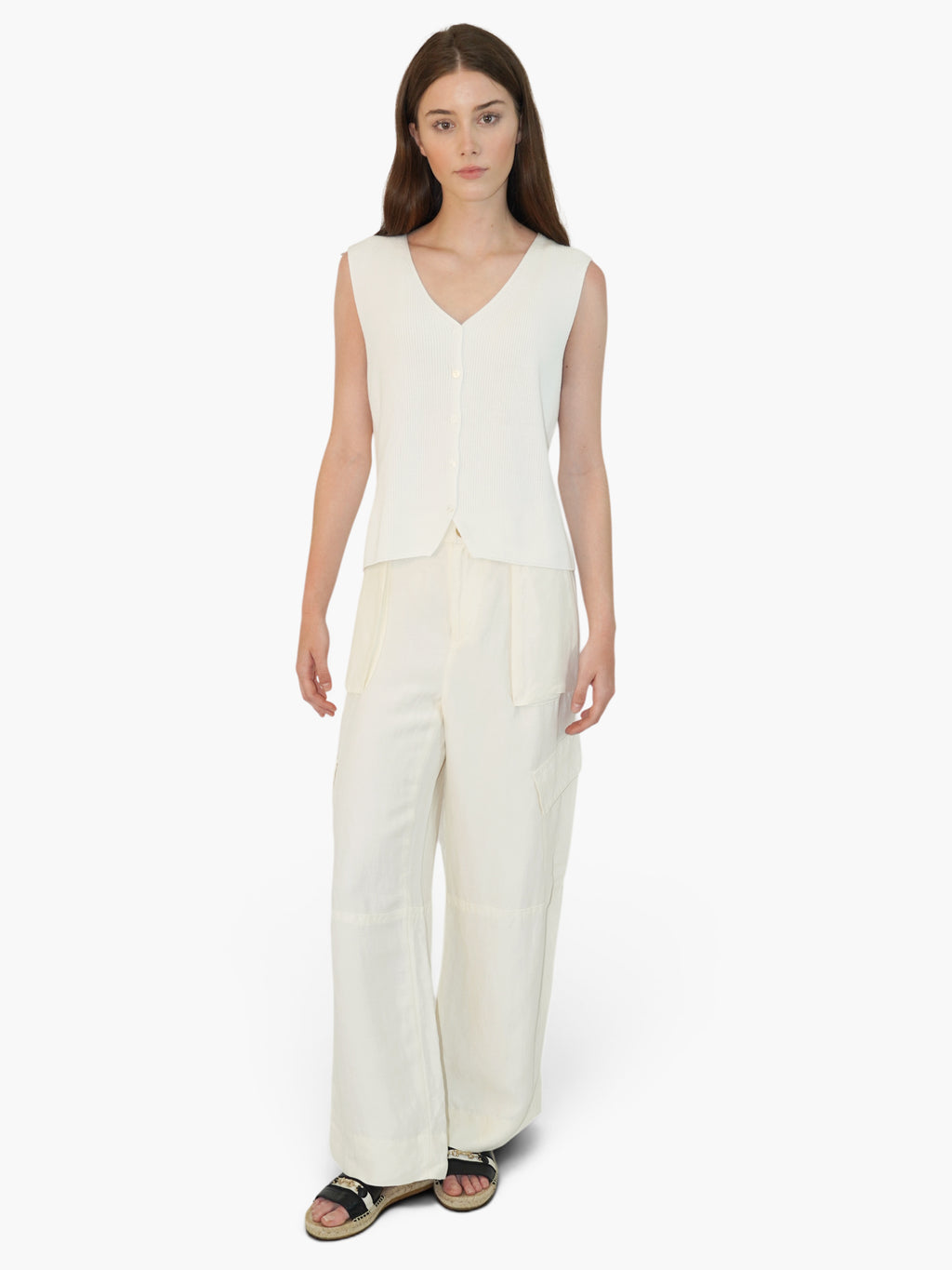 Ribbed Button-Up Top