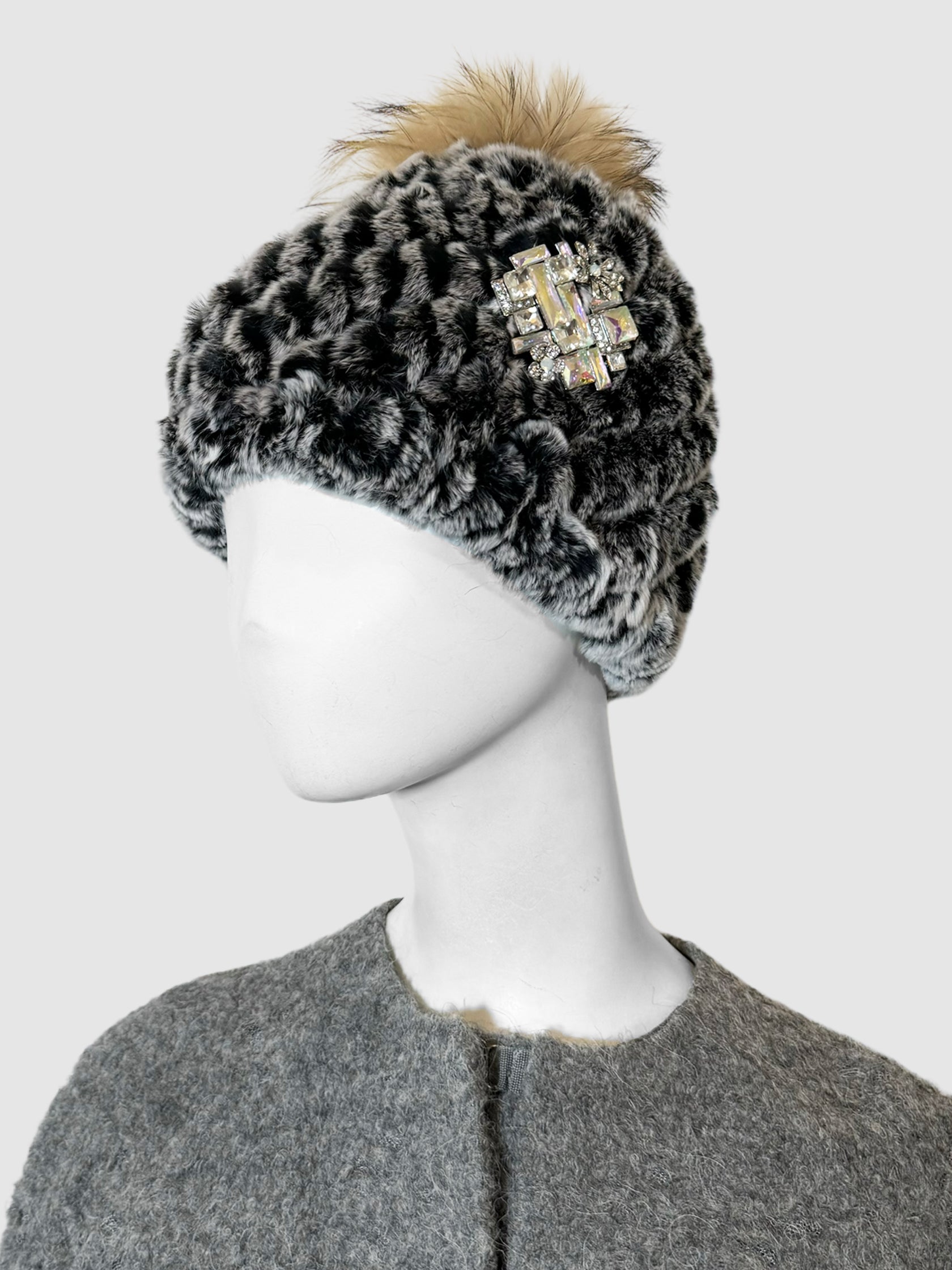 Fur Hat with Brooch