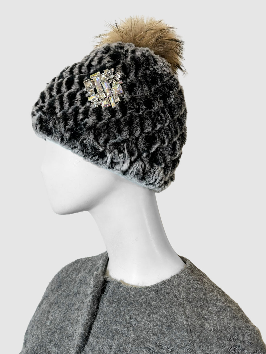 Fur Hat with Brooch