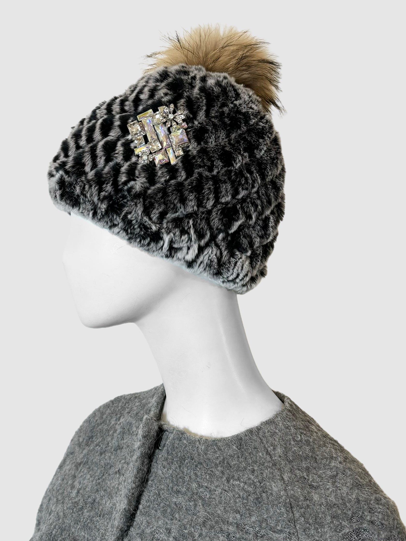 Fur Hat with Brooch