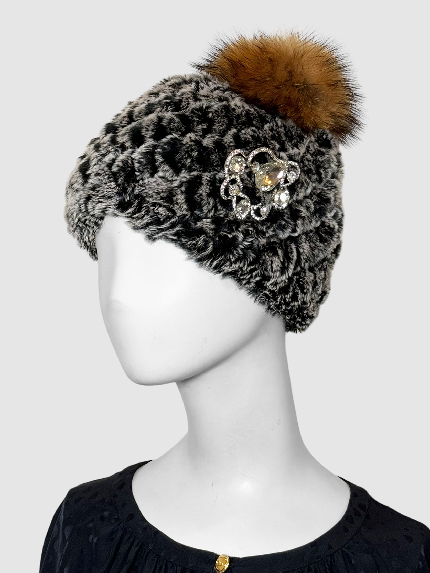 Fur Hat with Brooch
