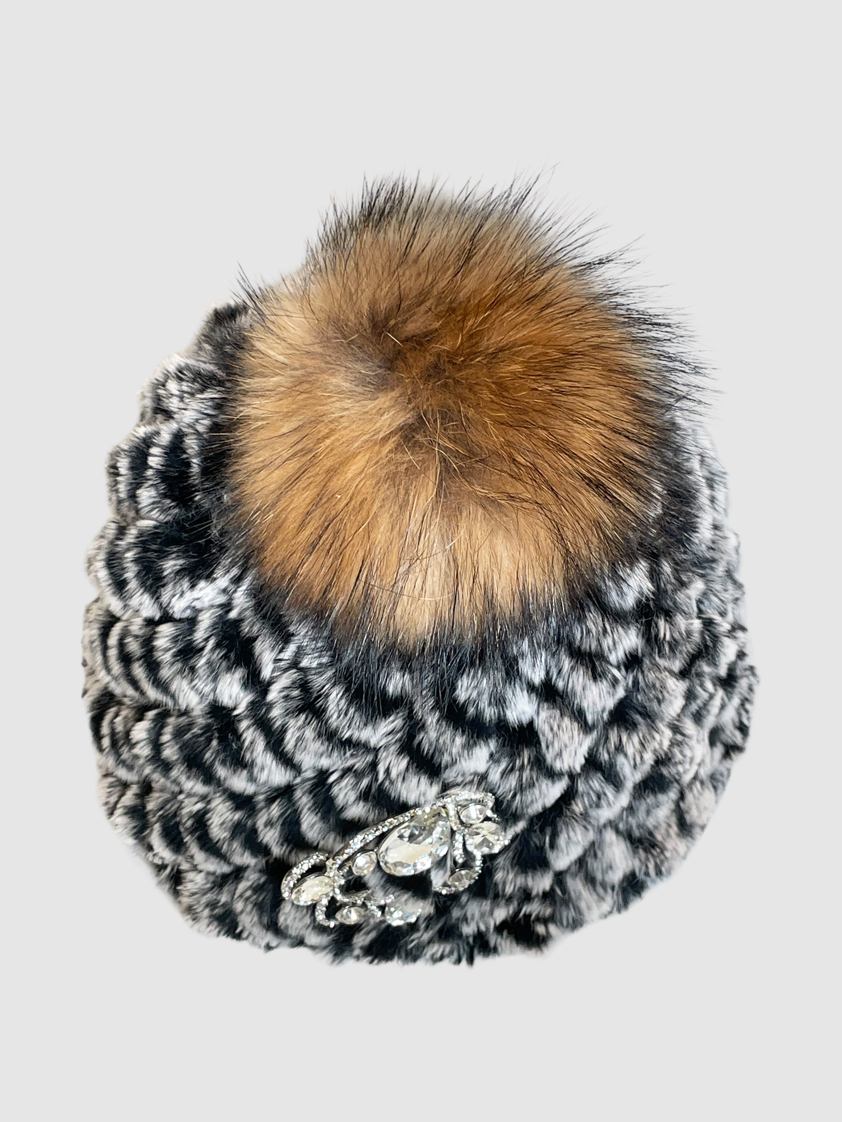 Fur Hat with Brooch
