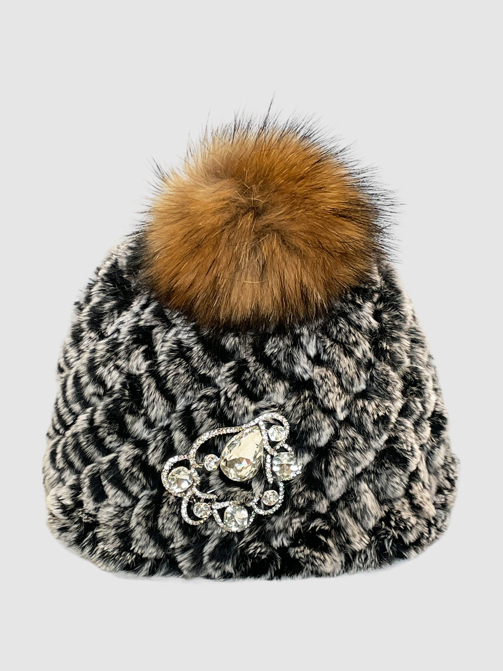 Fur Hat with Brooch