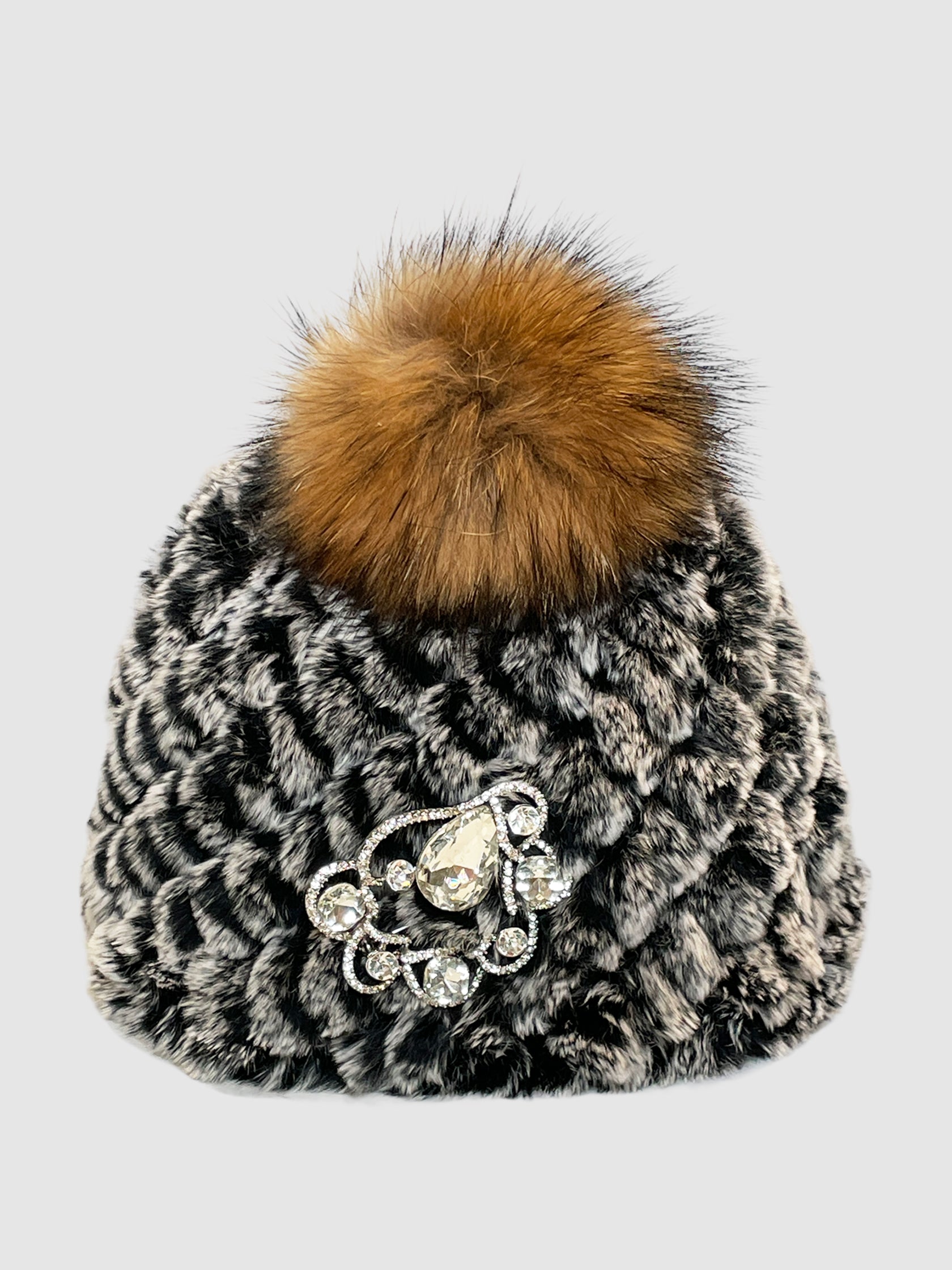 Fur Hat with Brooch