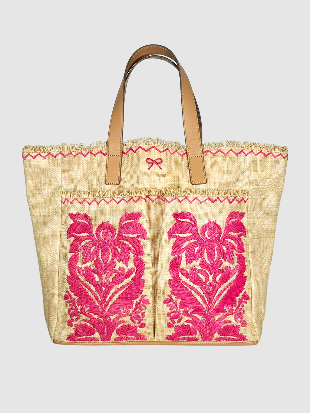 Embroidered Woven Tote Bag