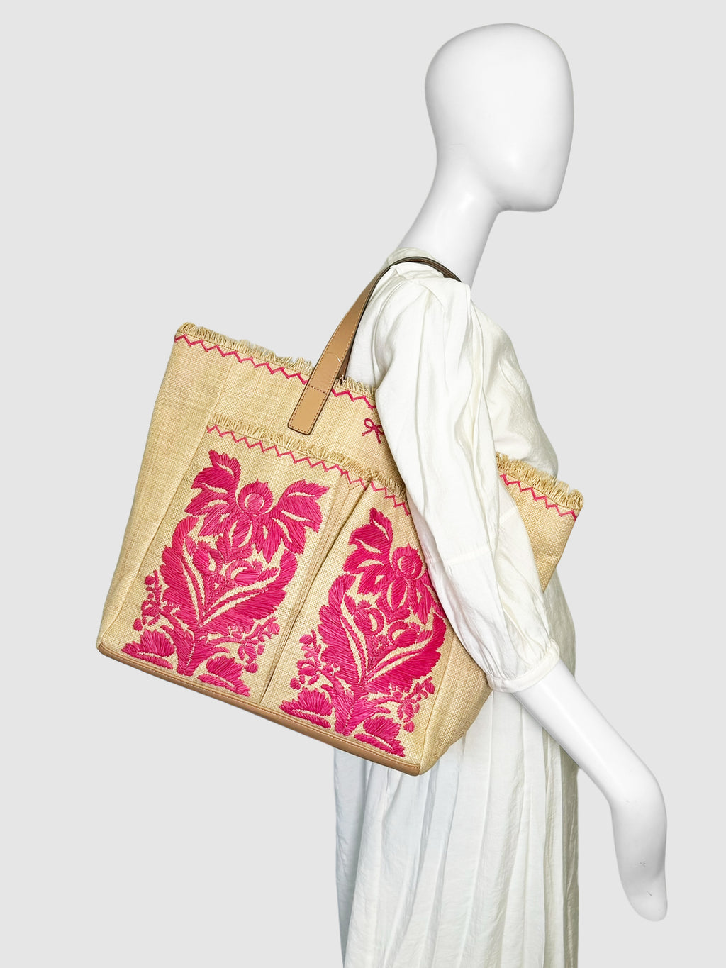 Embroidered Woven Tote Bag