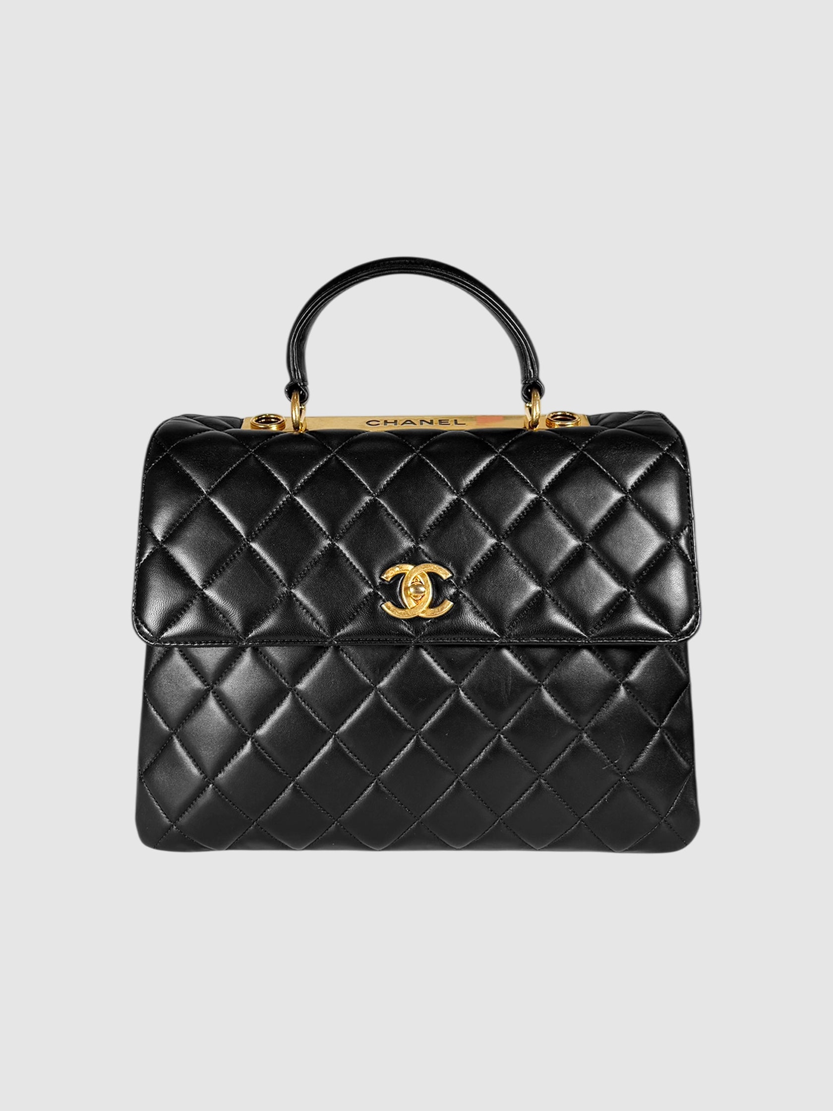 Chanel Black Quilted Leather Trendy CC Handle Bag luxury designer resale consignment toronto canada secondhand