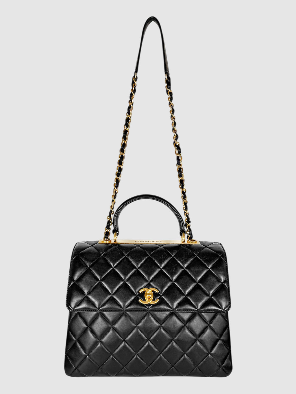 Chanel Black Quilted Leather Trendy CC Handle Bag luxury designer resale consignment toronto canada secondhand