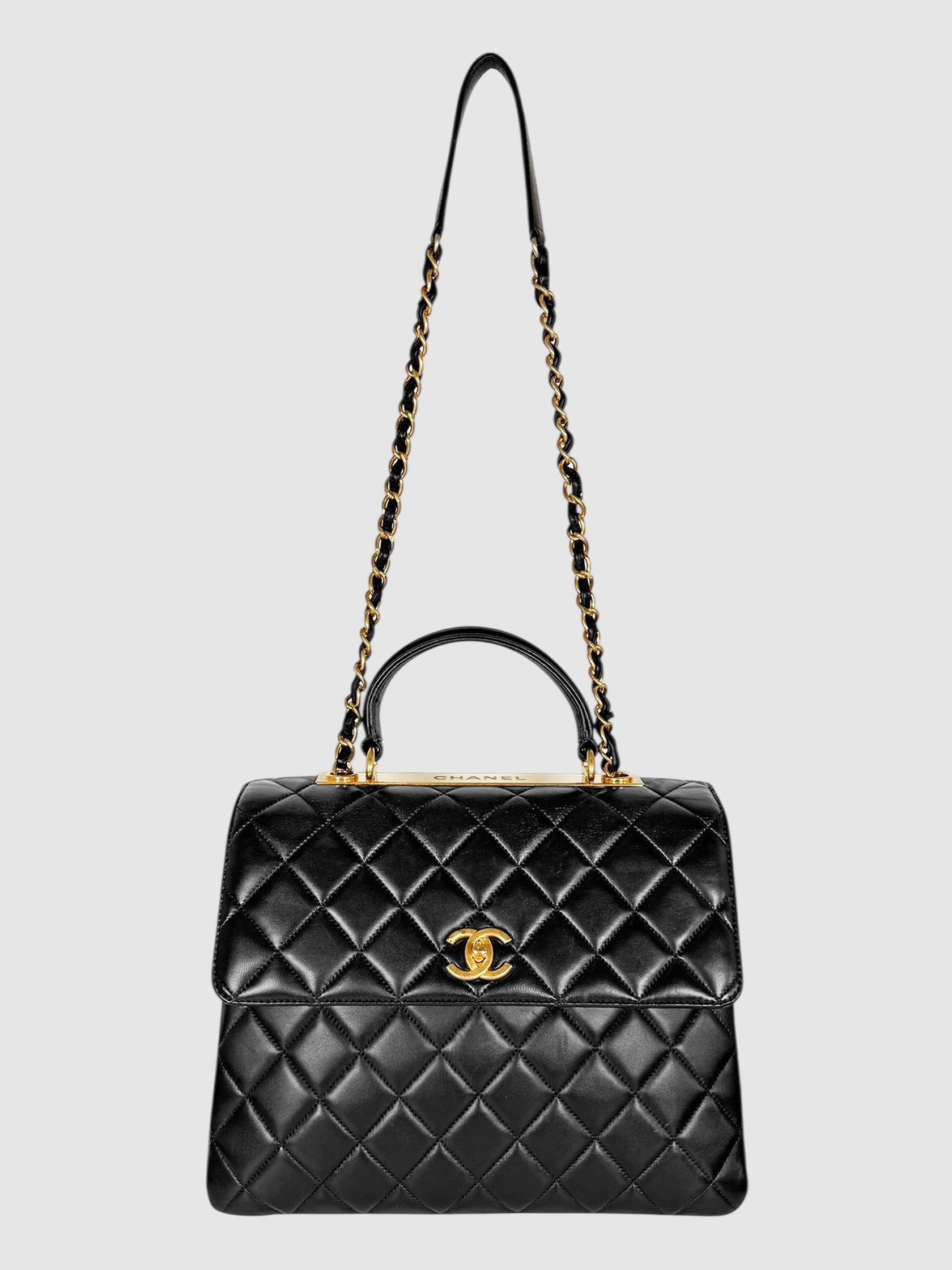 Chanel Black Quilted Leather Trendy CC Handle Bag luxury designer resale consignment toronto canada secondhand