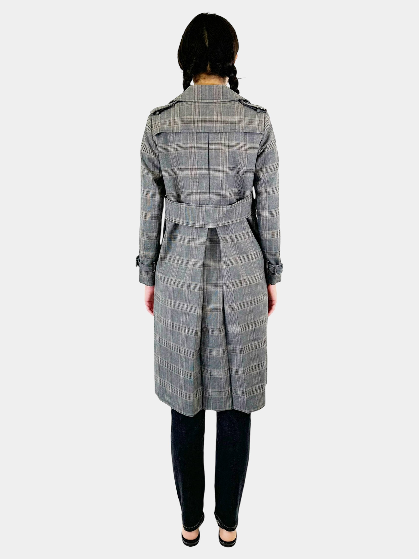 Check Print Trench Coat - Size 36