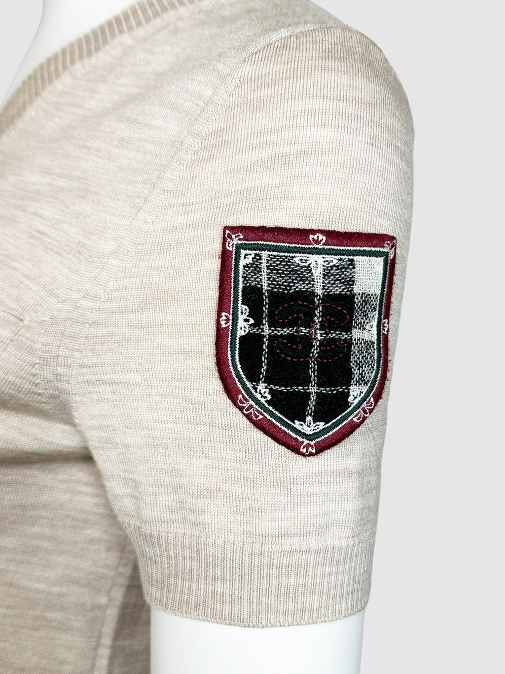 Knit V-Neck T-Shirt - Size 36