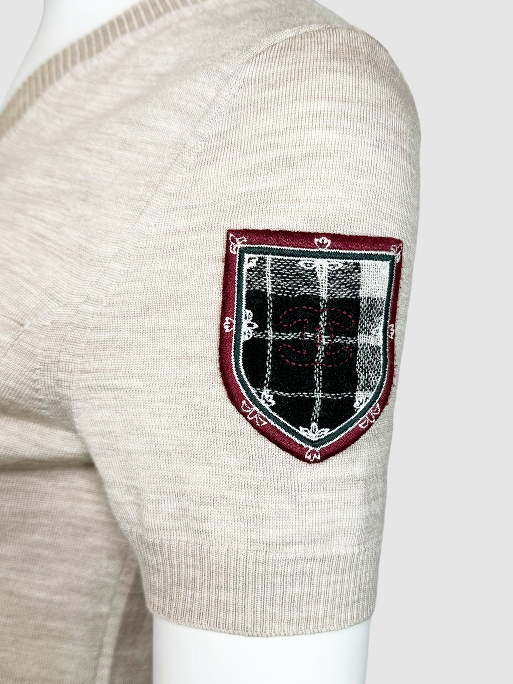 Knit V-Neck T-Shirt - Size 36