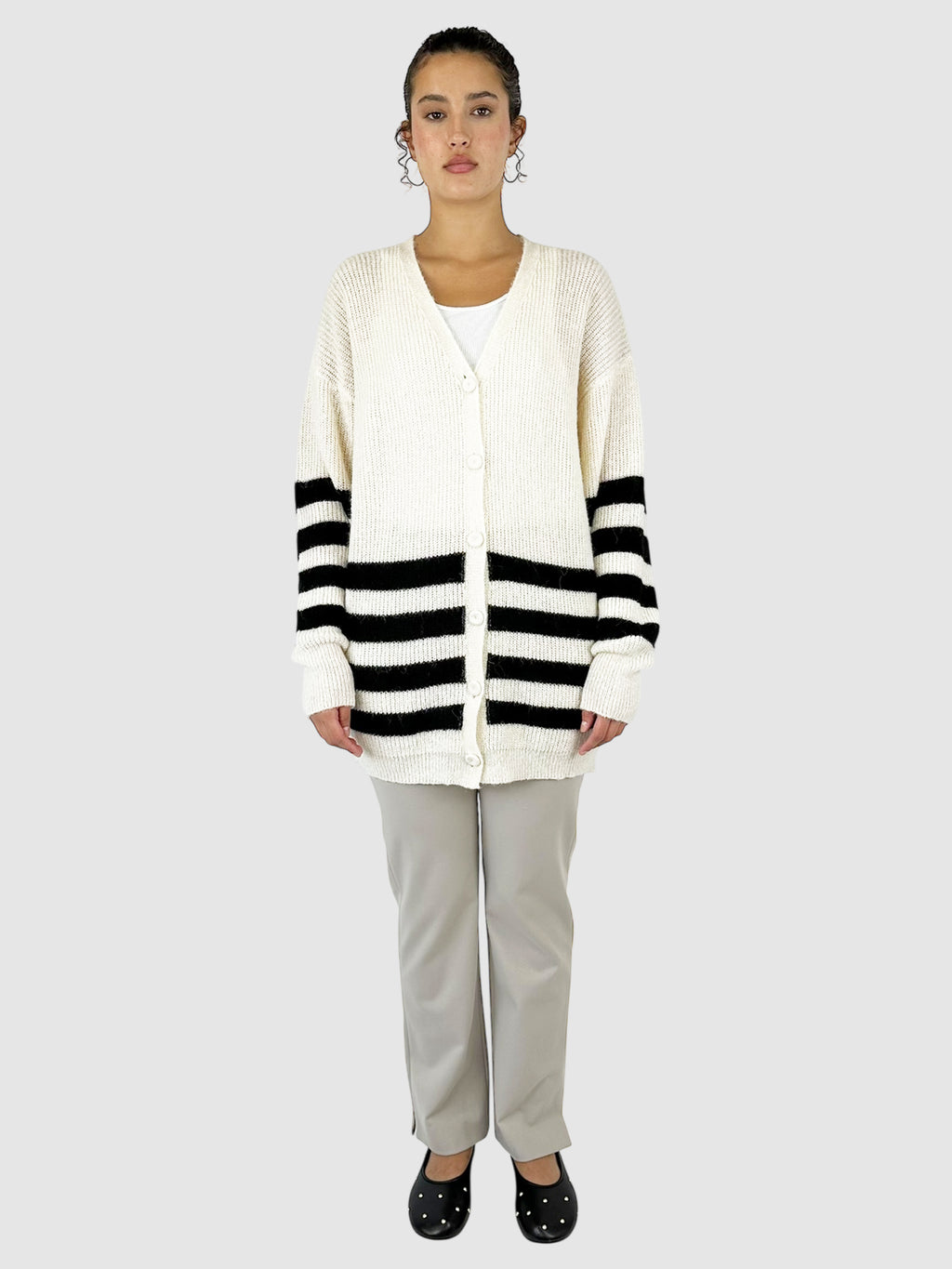 Striped V-Neck Cardigan