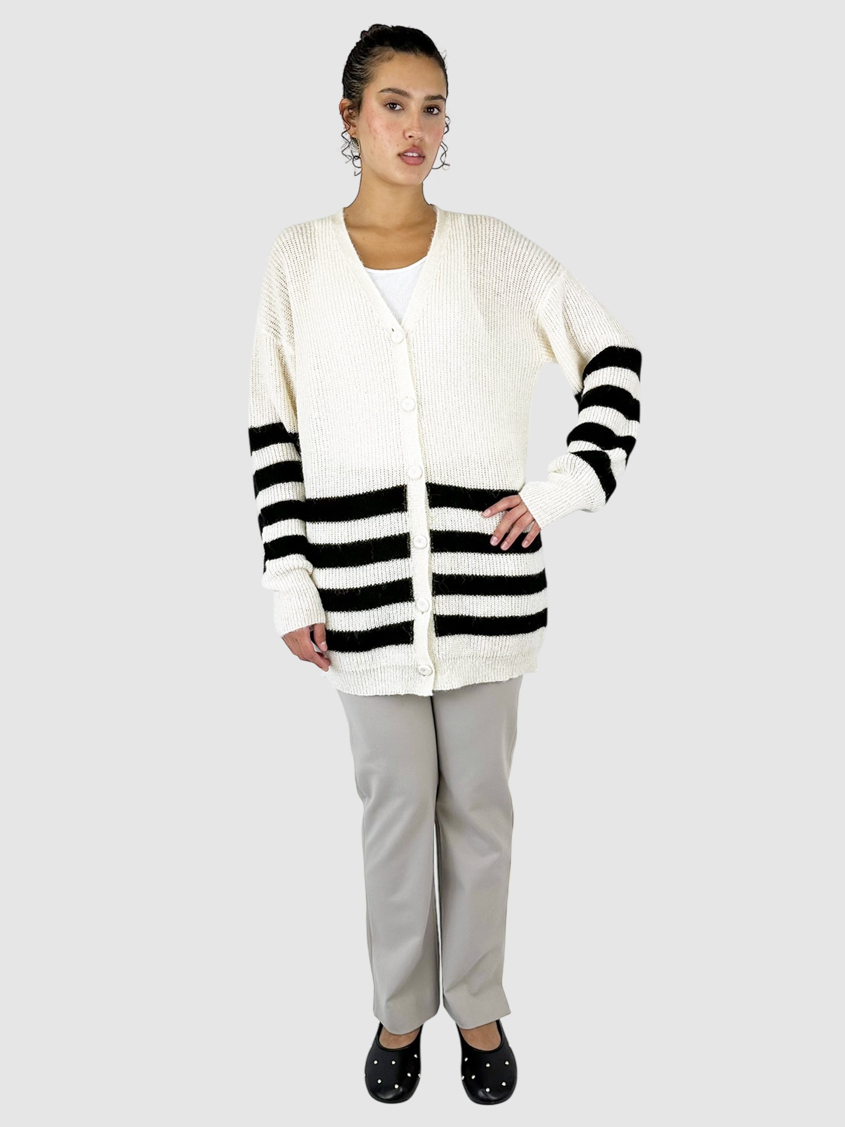 Striped V-Neck Cardigan