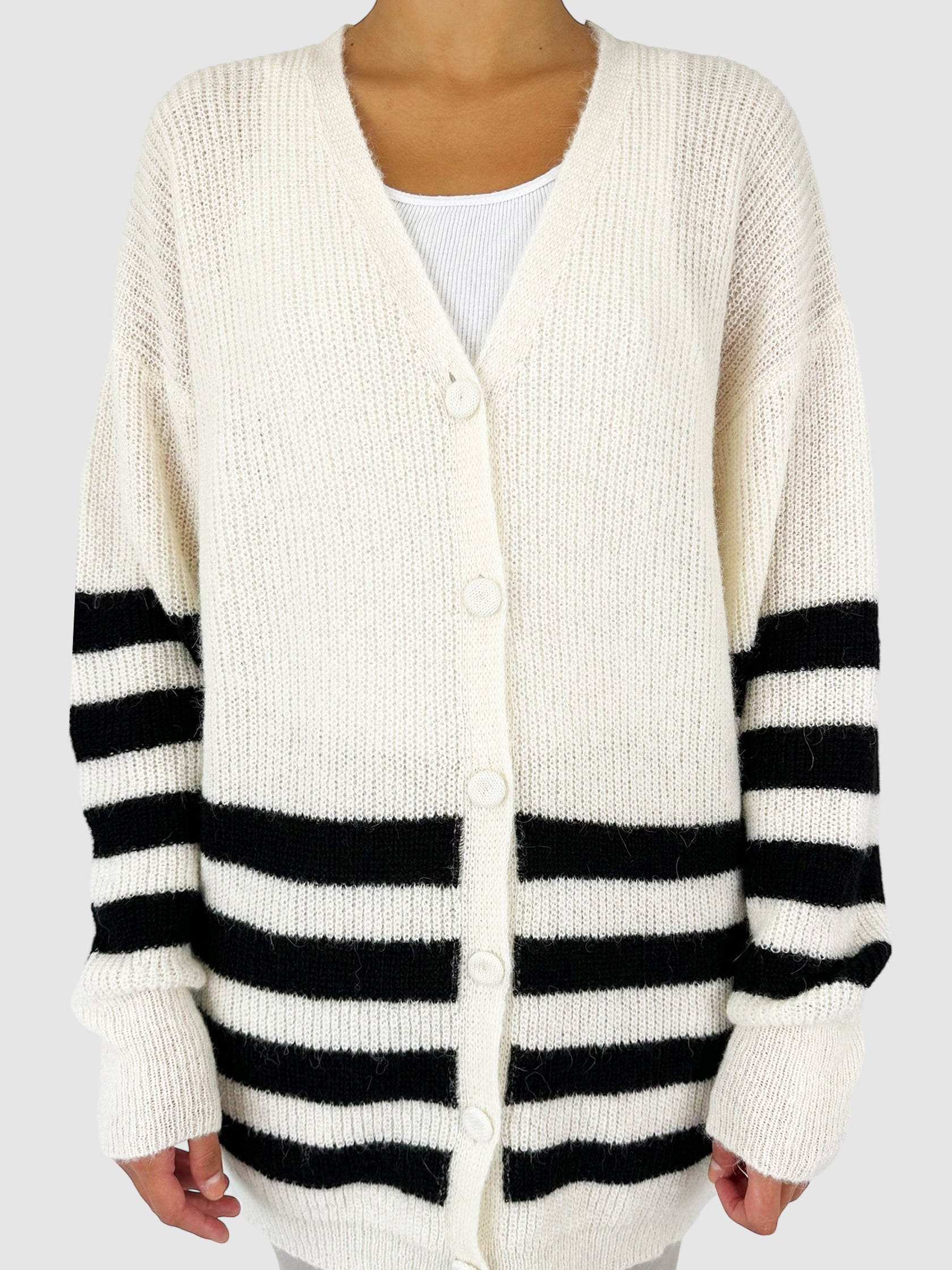 Striped V-Neck Cardigan