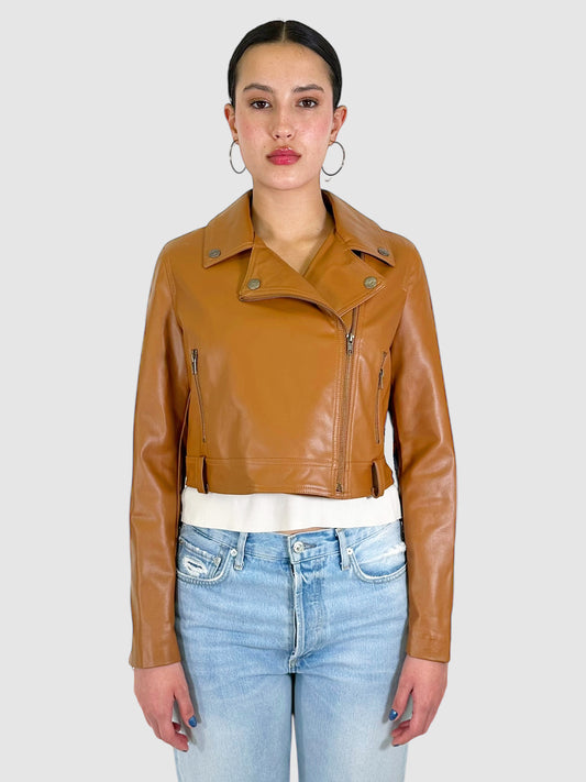 Faux Leather Biker Jacket - Size 42