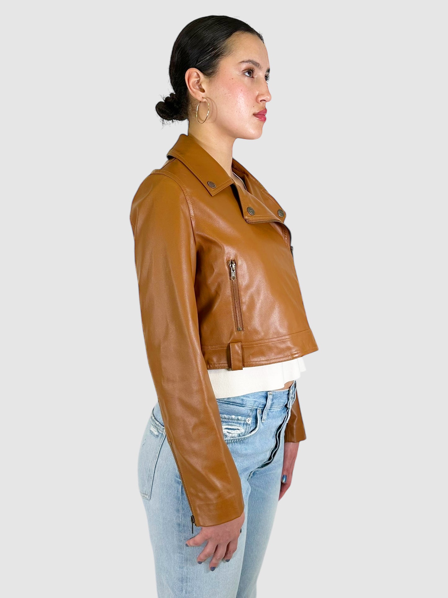 Faux Leather Biker Jacket - Size 42