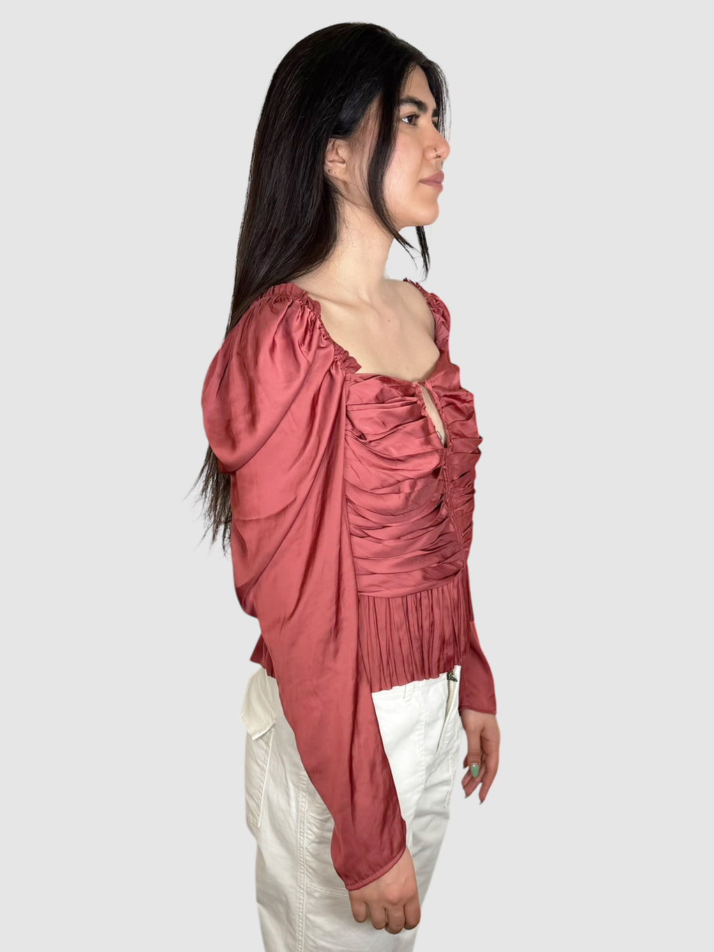 Ruched Satin Top