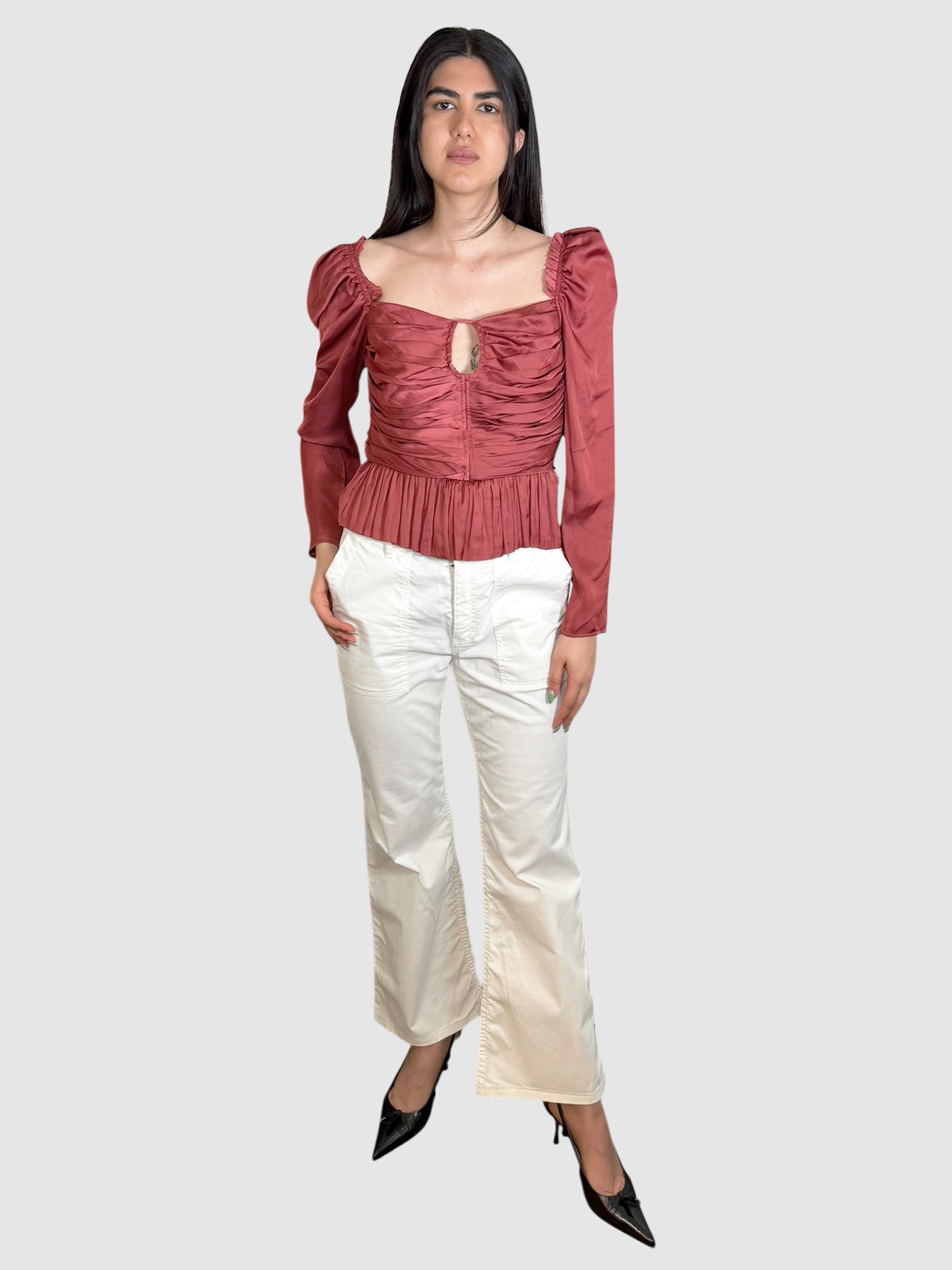 Ruched Satin Top