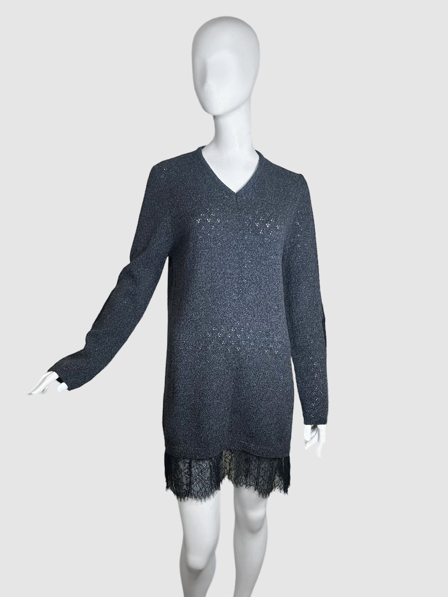 RED Valentino Wool Dress with Lace Trim - Size XL