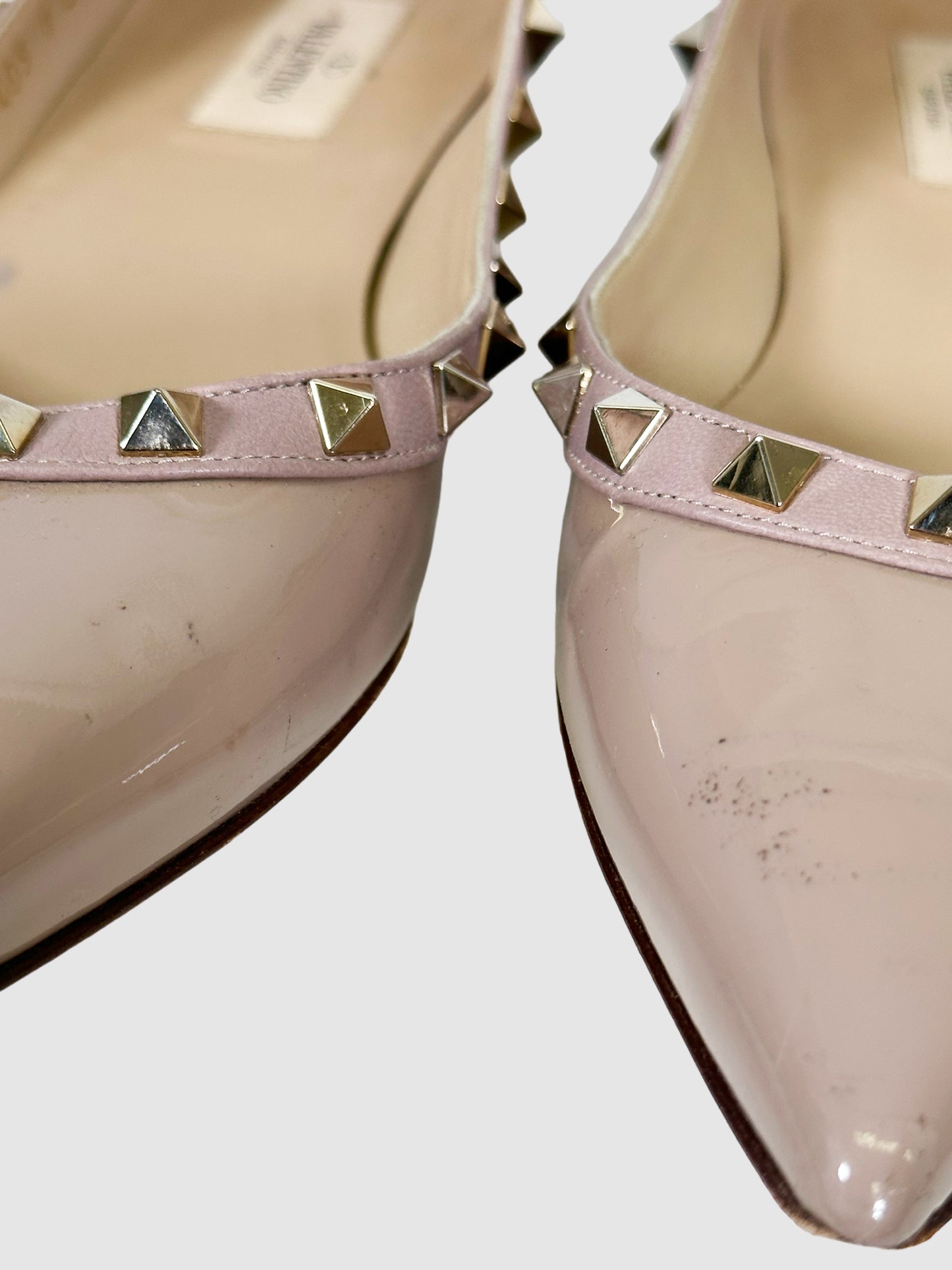 Valentino Rockstud Accents Leather Ballet Flats - Size 39