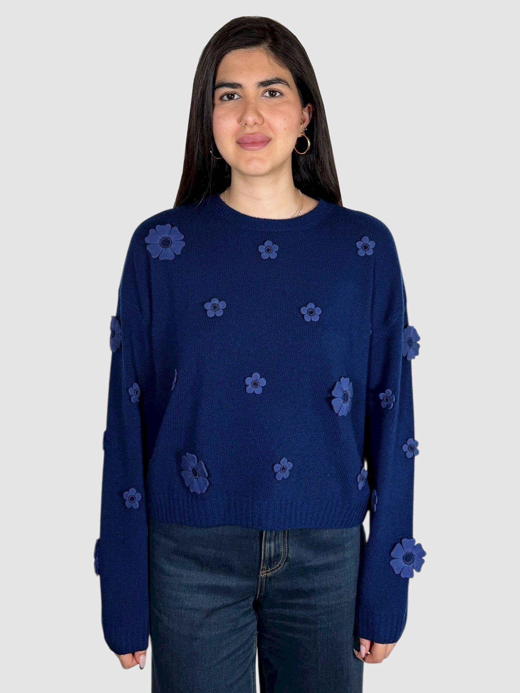 Floral Appliqué Sweater