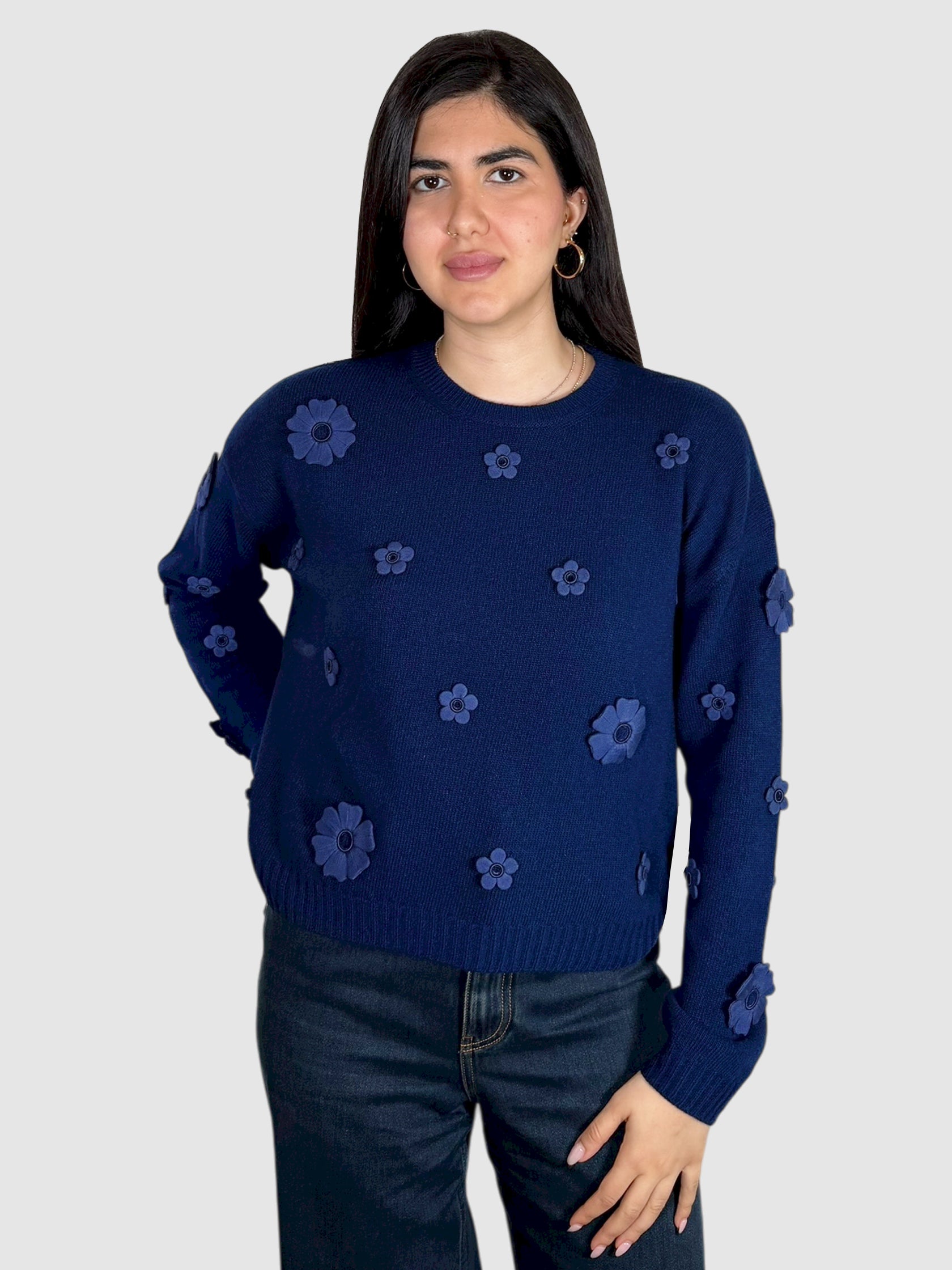 Floral Appliqué Sweater