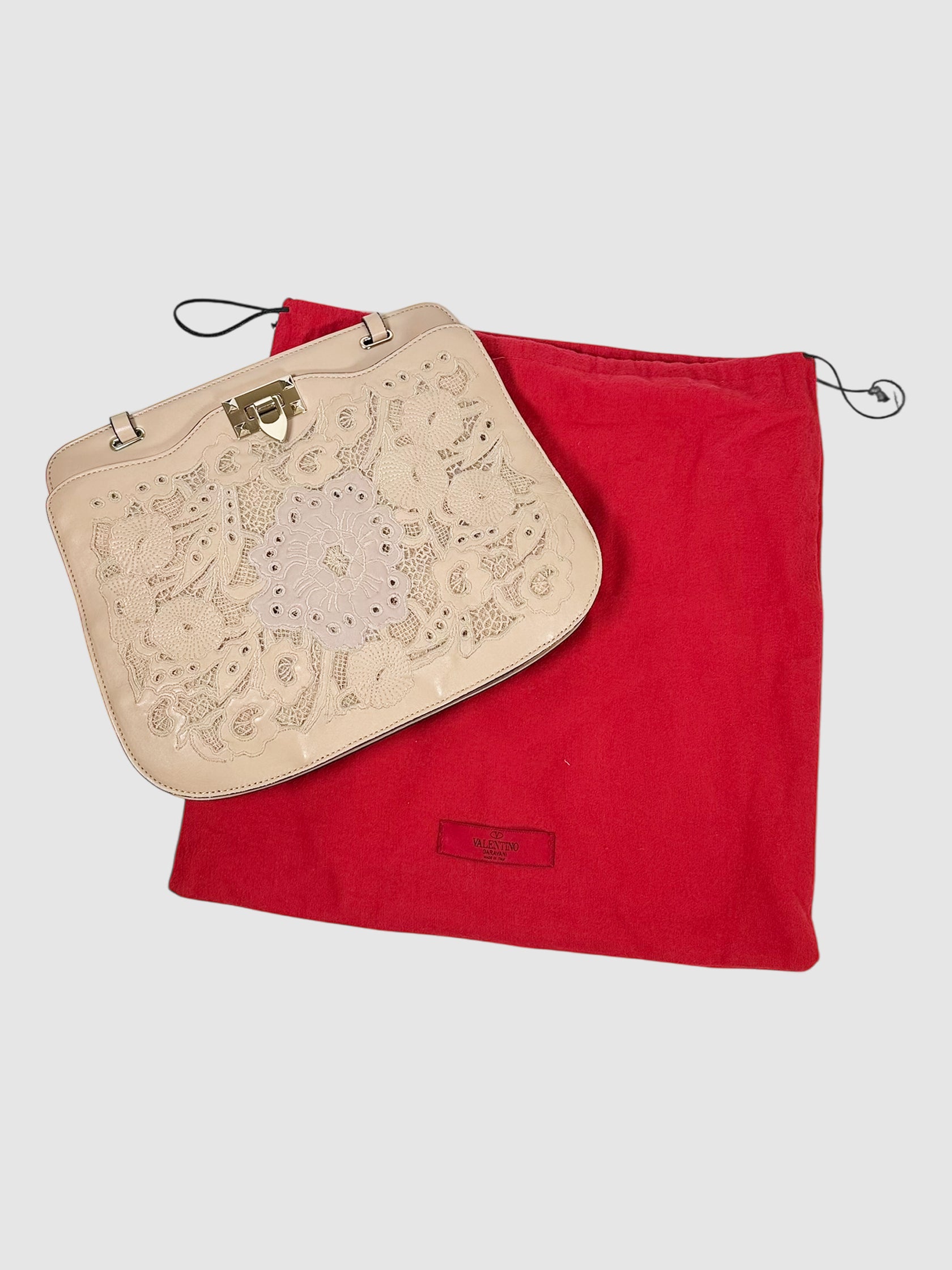 Rockstud Flip-Lock Lace Shoulder Bag