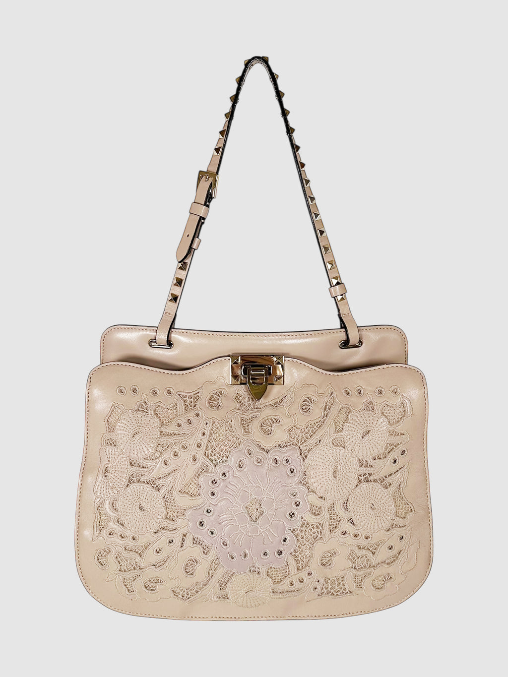 Rockstud Flip-Lock Lace Shoulder Bag