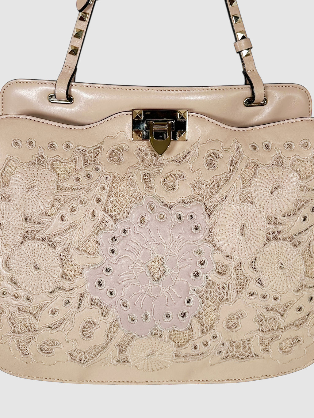 Rockstud Flip-Lock Lace Shoulder Bag