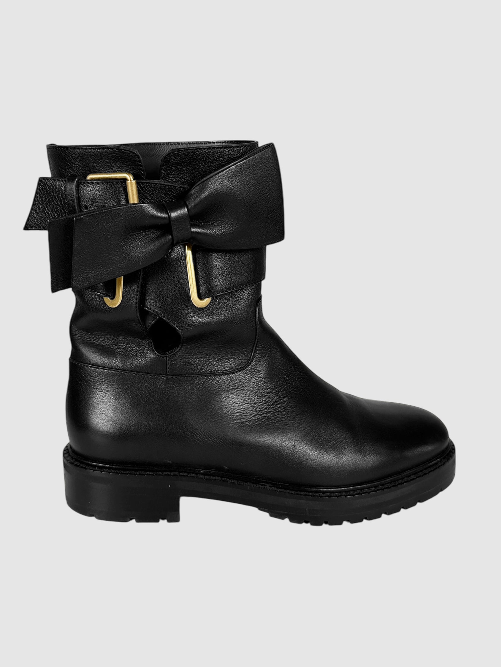 Bow Accent Moto Boots - Size 36.5