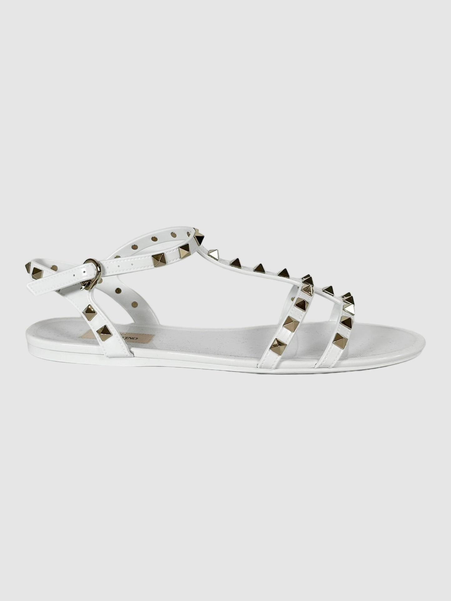 Rockstud T-Strap Flat Sandals - Size 40