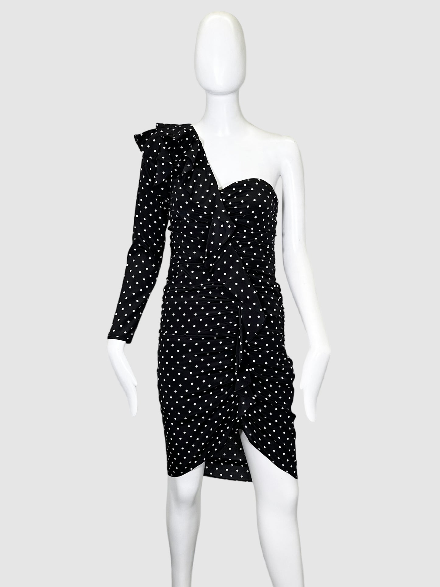 Veronica Beard Polka-Dot Open-Shoulder Dress - Size 2